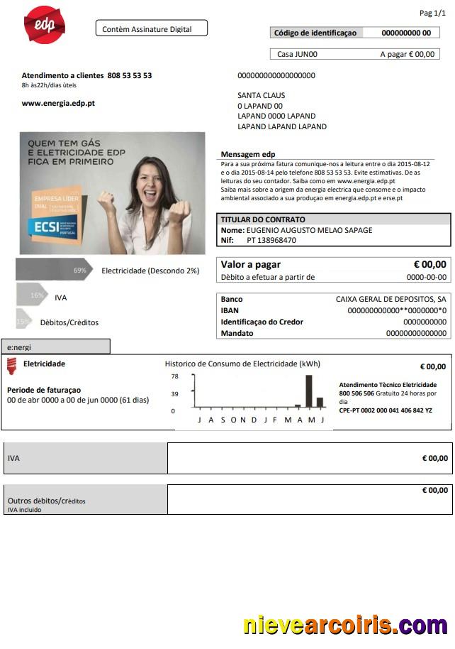 Portugal EDP electricity utility bill